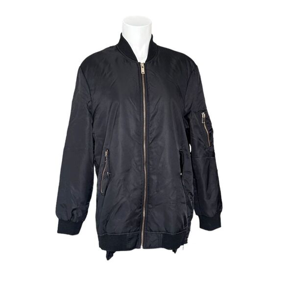 Zara‎ Basic Outerwear Women’s Black Full Zip Bomber Jacket Size Small - Picture 1 of 11